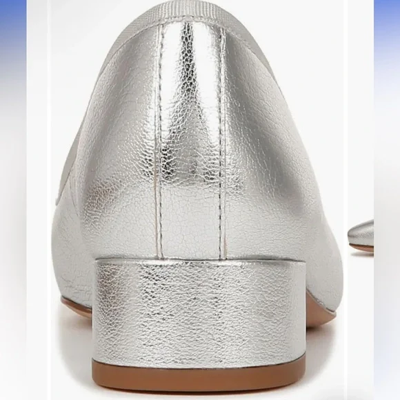 New VERONICA BEARD Cecile Metallic Leather Ballet Pumps Sz 6.5 Silver - Picture 5 of 5